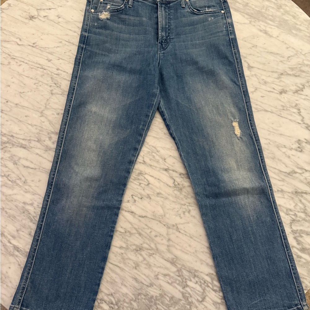 MOTHER Blue Distressed Jeans